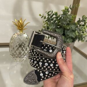 Black Rhinestone Buckle Belt
